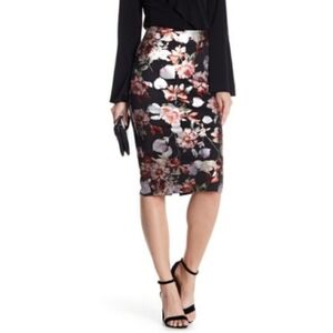 ECI Metallic Floral Rose Garden Pencil Skirt, Waist Unstretched 29 in.
